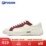 FILA FUSION斐乐女鞋帆布鞋女 低帮板鞋POP轻质帆布鞋休闲运动鞋女 奶白/烧砖红-GF 36