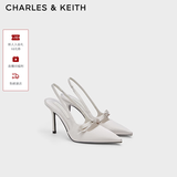 CHARLES&KEITH缎面蝴蝶结尖头高跟凉鞋女生日礼物送女友CK1-60361556 Light Grey浅灰色 37