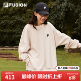 FILA FUSION斐乐潮牌情侣款男女套头卫衣春季宽松针织上衣加绒保暖 藊豆灰-BG XS