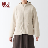 MUJI 女式 长毛抓绒连帽衫 BBJ21A2A 柔软外套短款外套 浅米色 M