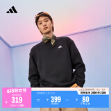 adidas情侣款休闲抓绒圆领长袖卫衣套头衫男女秋季阿迪达斯轻运动   黑色/白   L