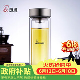 希诺抗菌玻璃杯双层防烫办公车载水杯男高档泡茶杯子XN-9607K 410mL