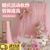 皓梵洁纱幔白纱欧根纱绿色网纱布料蓝色纱布纱薄纱帘氛围感拍摄装饰道具 粉色【1.6米宽】2米长