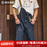 马登工装美式复古情侣甲板背带裤水洗丹宁直筒阔腿牛仔裤休闲长裤男潮 牛仔蓝 2XL