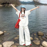 MJ STYLE纯棉短袖T恤男女2026年夏季出游宽松休闲百搭美式复古半袖上衣