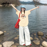 MJ STYLE纯棉短袖T恤男女2026年夏季出游宽松休闲百搭美式复古半袖上衣