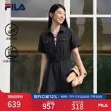斐乐 斐乐官方女装梭织工装连衣裙夏季时尚凉感防晒收腰裙子 正黑色-BK S 160/80A/S