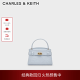 CHARLES&KEITH鳄鱼纹凯莉包手提斜挎婚包包女包生日礼物送女友CK2-50270880-1 Sea Salt Blue海盐蓝（新色） S