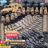 亦趣兼容特种兵军事积木玩具特警人仔小颗粒拼装模型男孩儿童生日礼物 战狼12人12盾+悍马车+桶