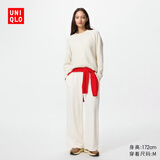 优衣库运动宽腿裤/常规款女装/阔腿裤宽松卫裤479620 01 乳白色 L /160/72A