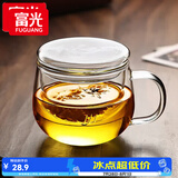 富光花茶杯透明茶杯内胆茶水分离杯办公室玻璃杯子水杯350ml