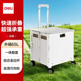 得力（deli）购物车手拉车买菜小拉车露营拉杆车内箱46L大容量折叠小推车