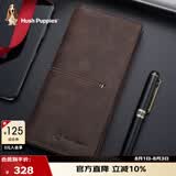 暇步士（Hush Puppies）钱包设计感男士头层牛皮钱夹复古商务多功能票夹长款生日礼物