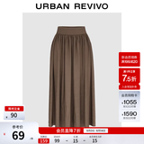 UR2026春季新款女装简约休闲纯色超宽松高腰A字半裙UWB550004 深咖棕 S (XS-S)