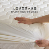 罗莱家纺可水洗床笠罩床护垫360度全包围单双人床垫保护套垫 防滑防脏 全棉抗菌+大豆纤维+防水 | 净·星享 白 150cm*200cm