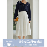 独束大码女装半身裙女新款韩版百褶裙遮肉显瘦高腰a字裙 白色 L