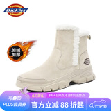 Dickies女士雪地靴女靴冬季加绒加厚短靴保暖棉鞋靴子 米色 37 