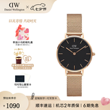 丹尼尔惠灵顿（DanielWellington）DW手表女 简约时尚欧美腕表石英女士手表 七夕礼物送女友 28mm女表-黑盘玫瑰金钢带/DW217