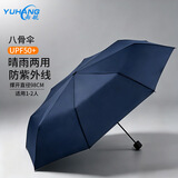 雨航（YUHANG）太阳伞防晒伞遮阳伞雨伞防风加固大暴雨8骨手动藏青