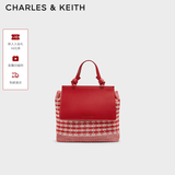 CHARLES&KEITH时尚拼色编织双肩背包女生日礼物送女友CK11-60782356 Gingham Red红色/白色 R