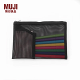 MUJI 锦纶网眼包/附口袋 收纳袋 笔袋 收纳袋文具 B6/黑色