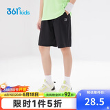 361°儿童短裤夏季男女童3-12岁透气运动裤梭织五分裤 黑 160