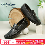 金利来（Goldlion）男鞋豆豆鞋夏季皮鞋男士皮鞋商务休闲鞋柔软乐福鞋男父亲节礼物 黑色（偏大一码） 39