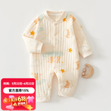 婧麒（JOYNCLEON）新生婴儿衣服a类春秋初生儿宝宝保暖夹棉连体衣贴身打底哈衣 星星小兔 90cm 【1-2岁，体重9.5-13kg】
