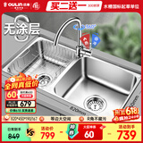 欧琳（OULIN）厨房水槽0涂层SUS304不锈钢洗菜盆洗碗池大双槽洗菜池左右可选