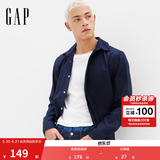 GAP男装春季经典款纯棉基础款翻领长袖衬衫常规上衣美版422488 海军蓝 422488 S 美码 M亚洲码175/92A