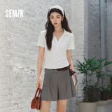 森马（Semir）POLO衫女夏季短款褶皱紧身正肩凉感上衣2026气质衣服109326115007