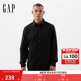 GAP男装春季经典款纯棉基础款翻领长袖衬衫常规上衣美版422488 黑色 514274 XL 美码 2XL亚洲码185/108A