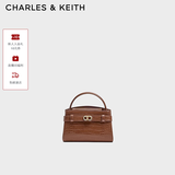 CHARLES&KEITH鳄鱼纹凯莉包手提斜挎婚包包女包生日礼物送女友CK2-50270880-1 Chocolate Croco巧克力鳄鱼纹色（新色） S