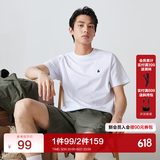 杰克·琼斯（JACK&JONES）26年男装四季打底T恤男士凉感透气多色情侣款短袖t恤水洗不易走形 白色A06 L 180