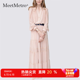 MeetMetro玛依尔法式仙女连衣裙女2026春新款高端气质纯欲风裙子礼服长裙 藕粉 XL