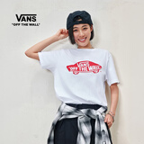 VANS范斯官方 男女情侣短袖T恤夏季滑板LOGO经典款红白出游好物 白色/红色 XL