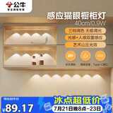 公牛（BULL）感应猫眼橱柜灯磁吸充电山丘光效展柜玄关氛围小夜灯 银40cm三色