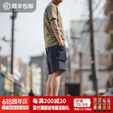 马登工装美式P44针织短裤男大口袋运动五分卫裤阿美咔叽日系休闲裤夏 藏青色 M