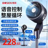 博森【语音智控】遥控8字摇头空气循环扇大风量交流定频电风扇家用落地扇轻音柔风负离子电扇XHS-1907W
