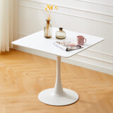 文归 简约现代家用白色方形餐桌椅组合小户型饭桌洽谈接 60白色方桌 烤漆桌面