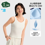 松山棉店小薄荷罗纹女士带杯背心自带凉感弹力无痕贴合透气不闷内搭可外穿