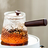 瓷牌茗茶具（cipaiming teaset）瓷牌茗 耐热玻璃茶壶煮茶器套装功夫茶具家用普洱泡茶壶蒸茶器 圆形锤纹侧把壶（9连送）