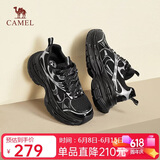 骆驼（CAMEL）银月户外复古老爹鞋厚底休闲鞋 L24A283742 黑/银 37