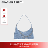 CHARLES&KEITH柔软拉链式褶皱单肩包腋下包包女包生日礼物CK2-40782472 Denim Blue牛仔蓝色CK2-40782472-1 S