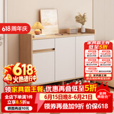 米客米家（MIKEMIJIA）米客米家 简易鞋柜家用门口现代简约玄关柜入户一体靠墙2025新款 【实木生态板】原木色+暖白100CM 整装（师傅上门）