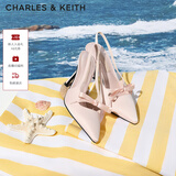 CHARLES&KEITH缎面蝴蝶结尖头高跟凉鞋女生日礼物送女友CK1-60361556 Light Pink浅粉色 39
