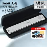 天鹅（SWAN）北京口琴老王联名款24孔复音c调儿童成人初学者演奏级乐器银色