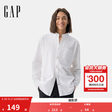 GAP男装春季经典款纯棉基础款翻领长袖衬衫常规上衣美版422488 白色 422488 S 美码 M亚洲码175/92A