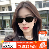 海俪恩猫眼墨镜明星同款潮修颜方圆脸太阳镜男女款高级感偏光镜N8507 N8507N06 高街潮黑