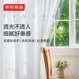 京东京造天丝绒纱帘 透光不透人半遮光窗纱客厅阳台挂钩窗帘 宽2*高2.65米